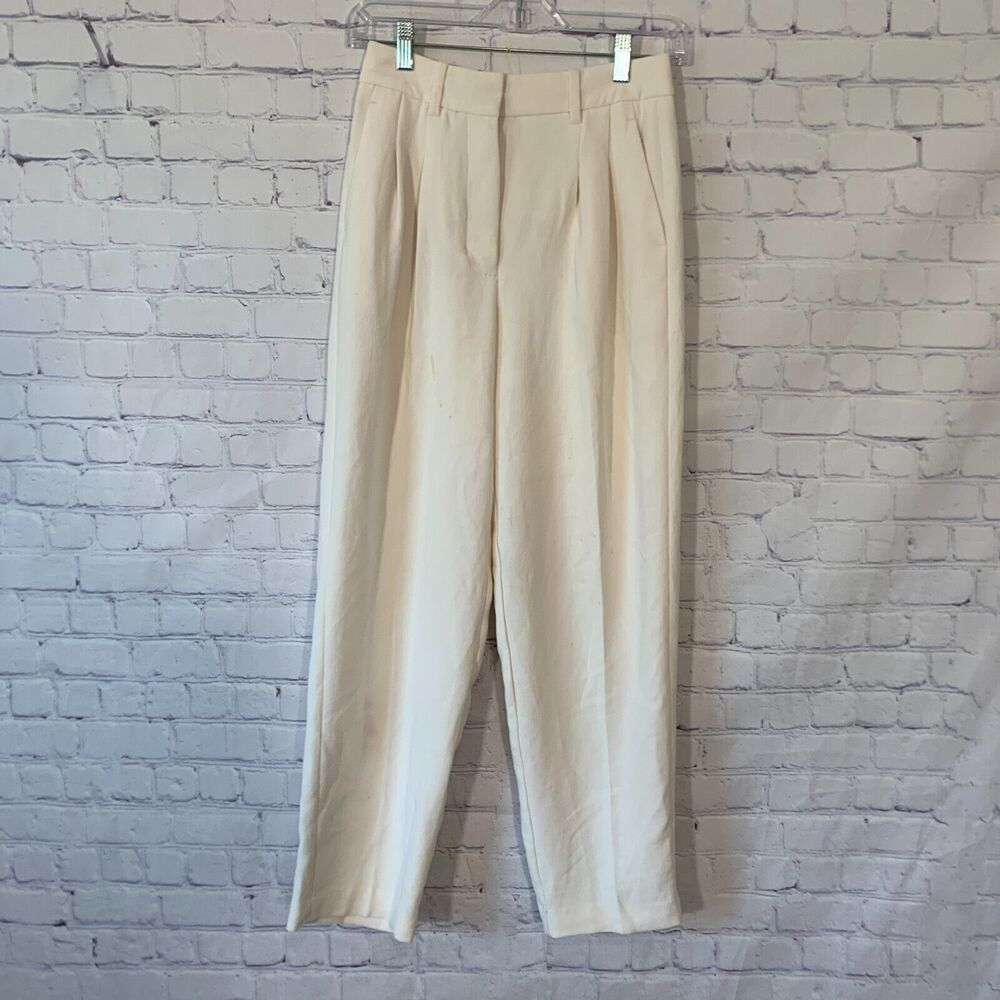 Aritzia Wilfred Alanya High Waisted Wide Leg Dress Pant Trousers White Size 2